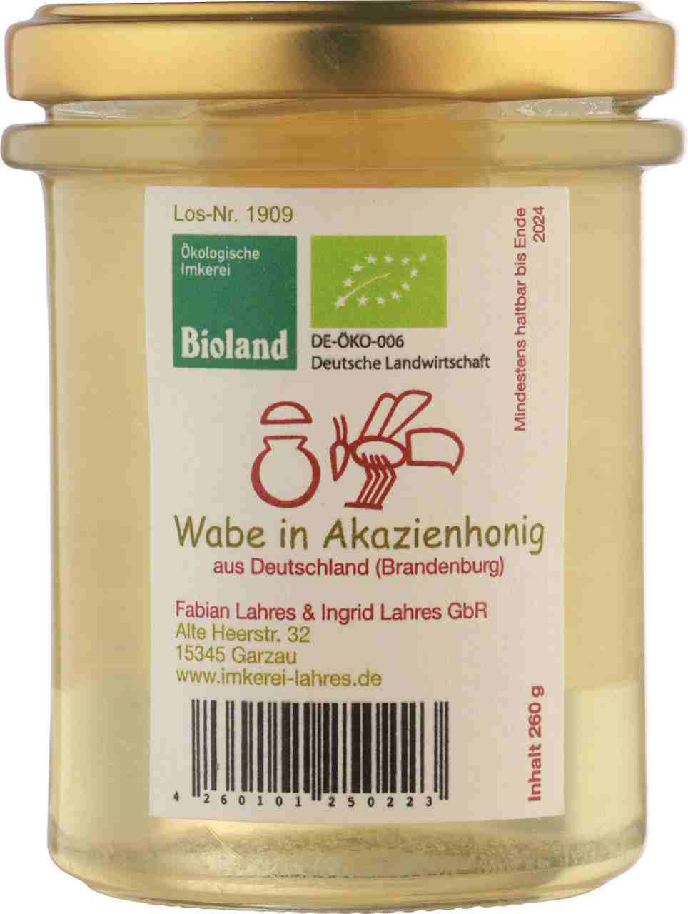 Wabe in Akazienhonig