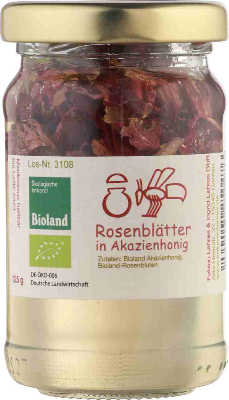 Rosenblätter in Akazienhonig
